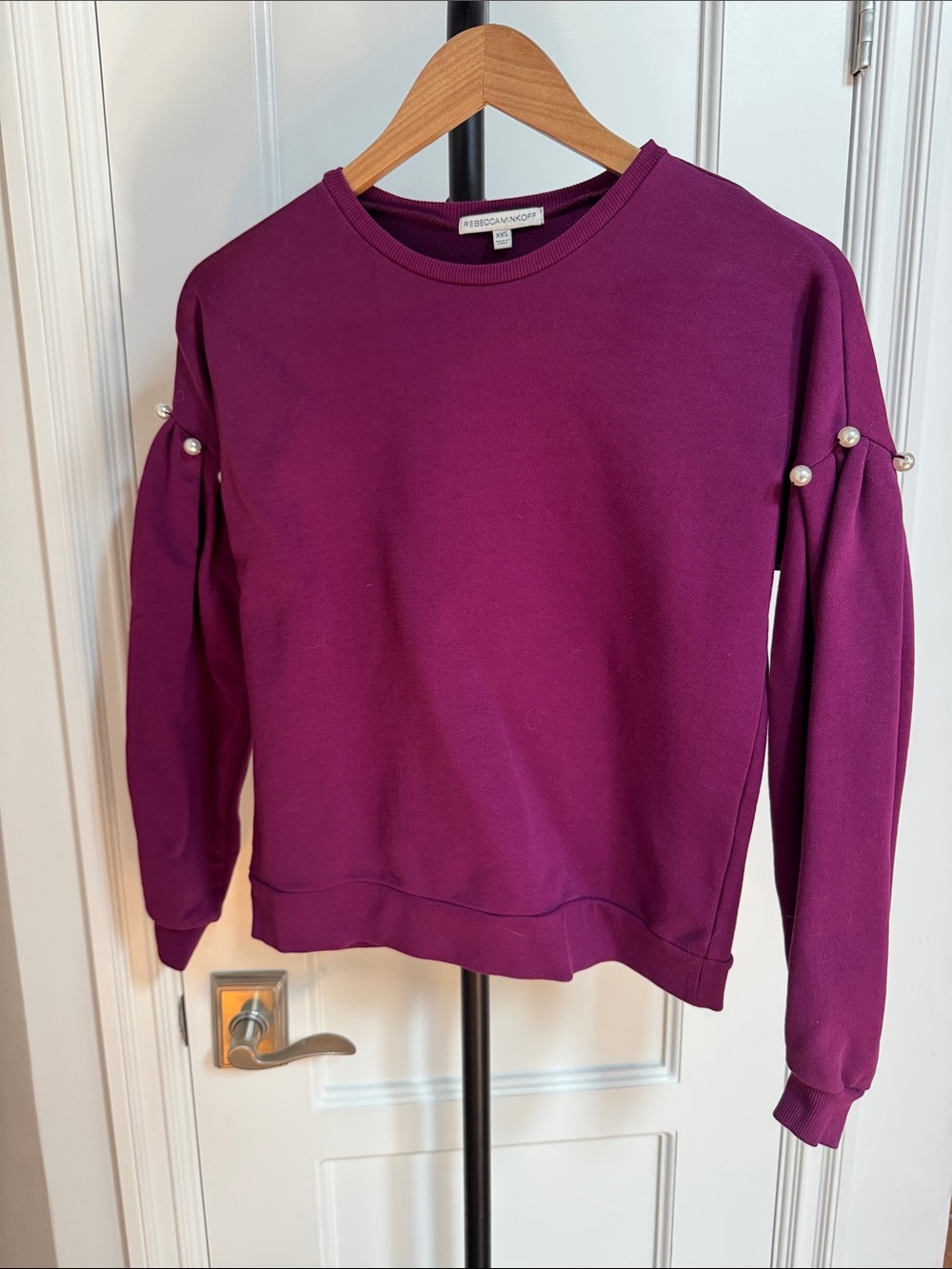 Rebecca Minkoff Plum Pearl-Embellished Sweatshirt